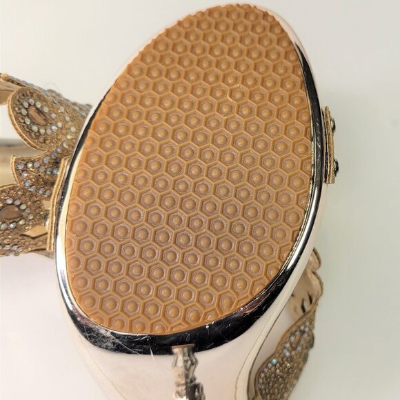 GOLD High Heels Crystal Embellished Heels Size 7 (size 38) - Picture 5 of 15